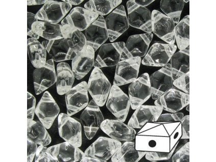 Skleněné mačkané korálky - dvoudírkové DIAMONDUO™ 5x8mm - krystal