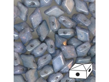 Skleněné mačkané korálky - dvoudírkové DIAMONDUO™ 5x8mm - modro-šedé
