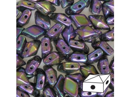 Skleněné mačkané korálky - dvoudírkové DIAMONDUO™ 5x8mm - fialový iris