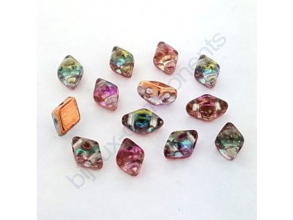 Skleněné mačkané korálky - dvoudírkové DIAMONDUO™ Mini 4x6mm