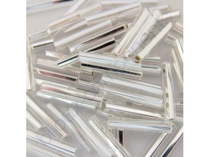 PRECIOSA Skleněné tyčinky hladké - krystal/stříbrný průtah -20 mm
