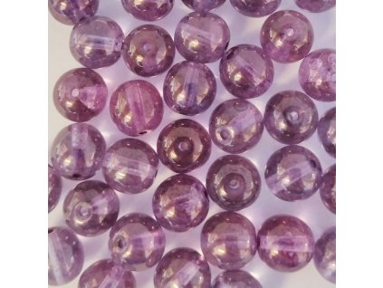 Skleněné korálky - ramš, krystalové s fialovým pokovem