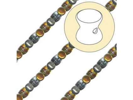 Skleněné korálky mačkané - přesýpací hodiny, crystal/žluto-zelený půlpokov