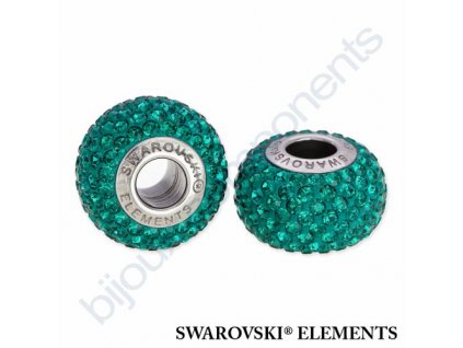 SWAROVSKI ELEMENTS BeCharmed Pavé s xilion šatony - dark green/emerald steel, 14mm
