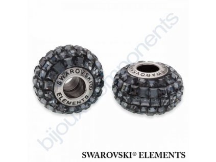 SWAROVSKI ELEMENTS BeCharmed Pavé s xilion square fancy stone - black/crystal silver night steel, 15mm