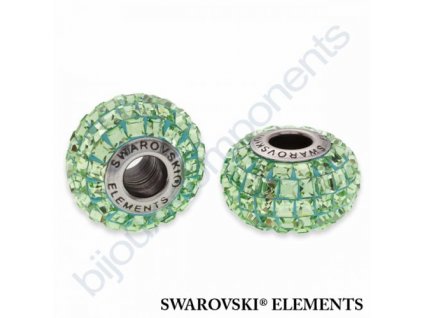 SWAROVSKI ELEMENTS BeCharmed Pavé s xilion square fancy stone - light green/peridot steel, 15mm