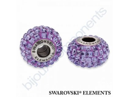 SWAROVSKI ELEMENTS BeCharmed Pavé s xilion square fancy stone - purple/tanzanite steel, 15mm