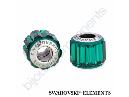 SWAROVSKI ELEMENTS BeCharmed Pavé s baguette fancy stone - dark green/emerald steel, 10,5mm