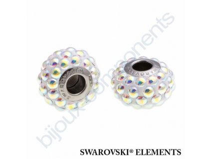 SWAROVSKI ELEMENTS BeCharmed Pavé cabochon - white/crystal AB steel, 15,5mm