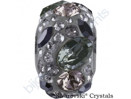 SWAROVSKI CRYSTALS BeCharmed Pavé - grey/black diamond, jet hematite, crystal silver shade, greige, steel, 15mm