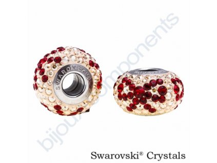 SWAROVSKI CRYSTALS BeCharmed Pavé Den matek - pearl silk/siam, crystal gold.shadow, steel, 14mm