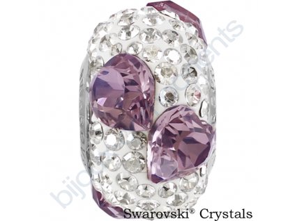 SWAROVSKI CRYSTALS BeCharmed Pavé - white/crystal antique pink, crystal silver shade, steel, 15,5mm