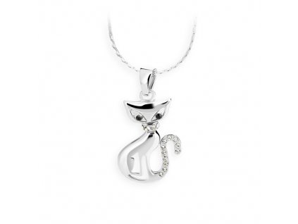 Bižuterní sada - náhrdelník s kočičkou - zdobeno kameny Swarovski