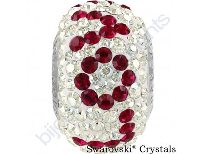 SWAROVSKI CRYSTALS BeCharmed Pavé - white/crystal moonlight, ruby, steel, 14,5mm