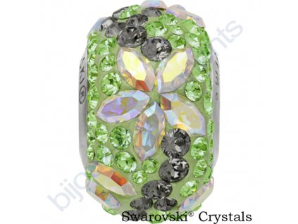 SWAROVSKI CRYSTALS BeCharmed Pavé - peridot/crystal AB, black diamond, peridot, steel, 15mm