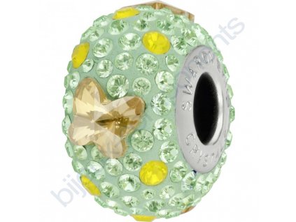 SWAROVSKI CRYSTALS BeCharmed Pavé - mint/crystal golden shadow, yellow opal, chrysolite, steel, 14mm