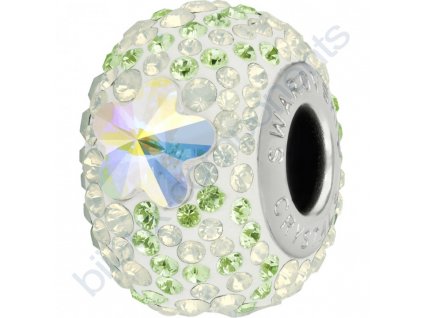 SWAROVSKI CRYSTALS BeCharmed Pavé - white/crystal AB, peridot, white opal, steel, 14mm