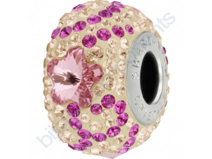 SWAROVSKI CRYSTALS BeCharmed Pavé - pearl silk/light rose, fuchsia, silk, steel, 14mm