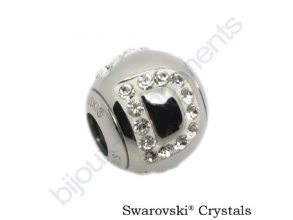 SWAROVSKI CRYSTALS BeCharmed Pavé - písmeno D, stainless steel, 12x11mm