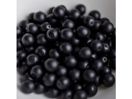 Skleněné voskované perle, matná černá