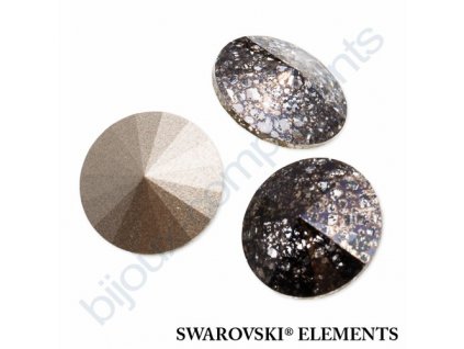 SWAROVSKI ELEMENTS kameny - Rivoli Chaton, crystal black-pat F, SS47 (cca 10mm)