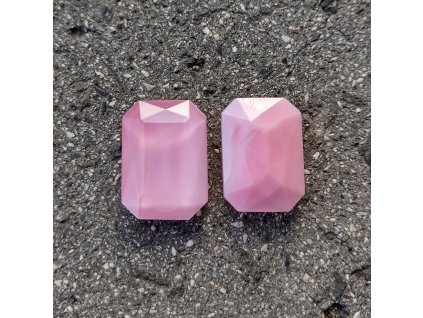 Osmihran (25x18 mm) - ručně vyráběný, transparentní růžová / růžový opál
