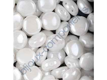 Dvoudírkové kabošony PRECIOSA Candy™ - bílá / perleťová, 12 mm