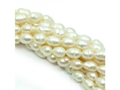 Říční perly (oválné) - cca 7-10 x 7 mm, bílé