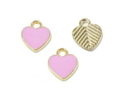 metal 44 srdce růžový smalt