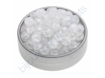 Skleněné práskané korálky - krystal, cca 6mm