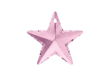 Swarovski Elements přívěsek - hvězda, rosaline - růžová, 20 mm