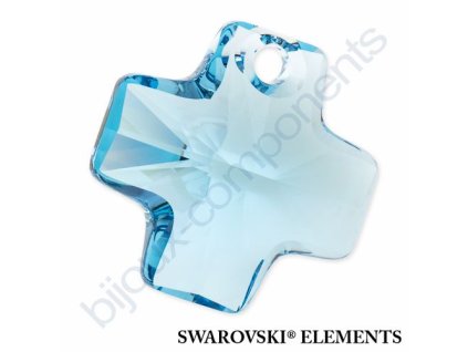 Swarovski Elements přívěsek - křížek, Aquamarine, 20 mm
