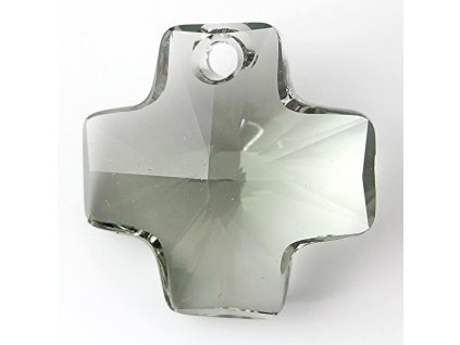 Swarovski Elements přívěsek - křížek, Black Diamond - kouřový topaz, 20 mm