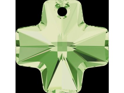Swarovski Elements přívěsek - křížek, Peridot - světle zelený, 20 mm