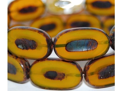 sklenene koralky ploskovany oval limetkova