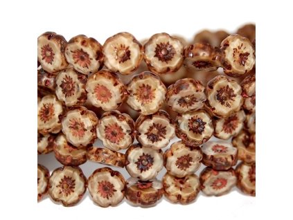 sklenene koralky hawaijske kytky natural 8mm