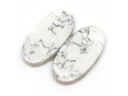 Polodrahokamový kabošon párový - Howlit č.103