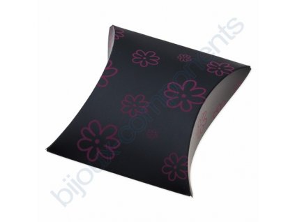 Pouzdro na šperky - černé s růžovým květinovým vzorem