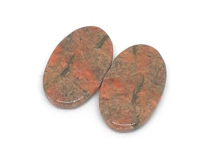 Polodrahokamový kabošon párový - Unakit č.114