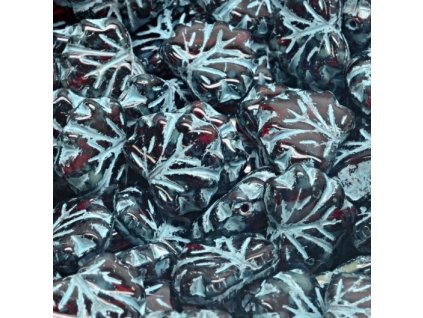 sklenene koralky listky vinna reva cervene tyrkys