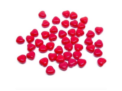 Skleněné korálky - srdíčko - červené