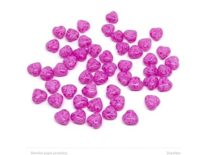 Skleněné korálky - srdíčko - fuchsie