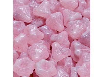 sklenene koralky zvonecky ruzove 9x9mm pnk3