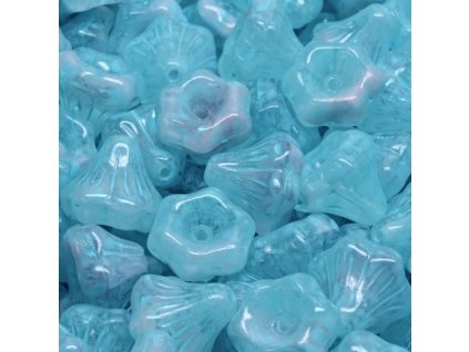 sklenene koralky zvonecky ruzove 9x9mm blue