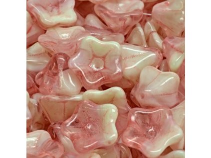 sklenene koralky zvonecky ruzove petunie 8x13mm ruzove