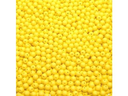 Skleněné korálky 4 mm - žlutá, matná (COLOR FIX)