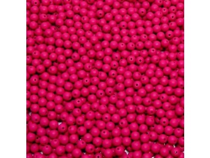 Skleněné korálky 4 mm - fuchsiová, matná (COLOR FIX)