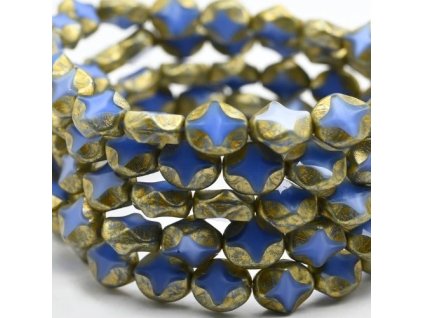 sklenene koralky ploskovane hvezdicky safirovozlate