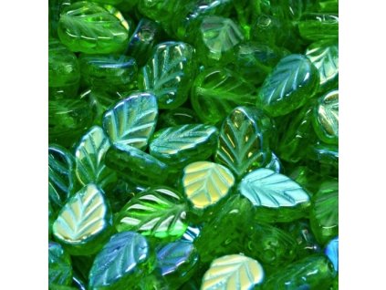 sklenene koralky listky matove zelene s ab