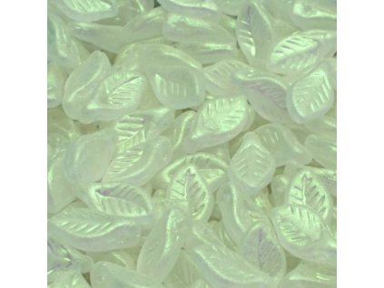 sklenene koralky listky 6x12 mm krystal mat